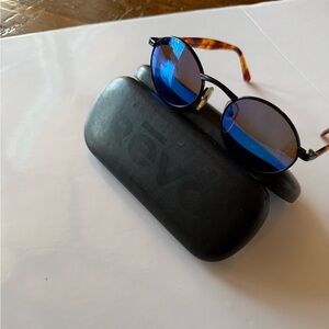 Revo Blue Lens Round Sunglasses with Tortoise Arms